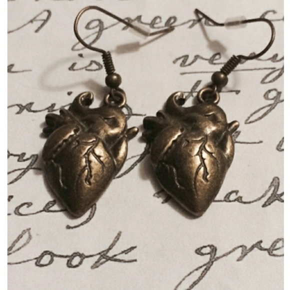 Toxic Romance Designs Jewelry - Earrings | Anatomical Hearts in Brass